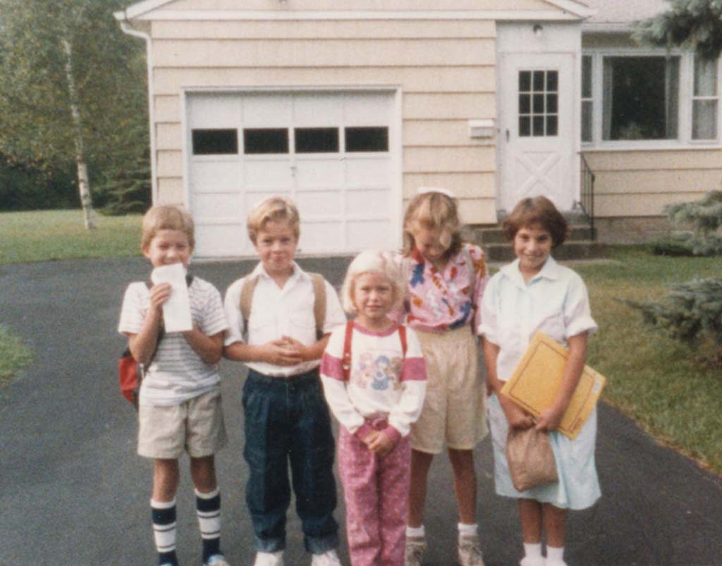 backtoschool kids at bus stop